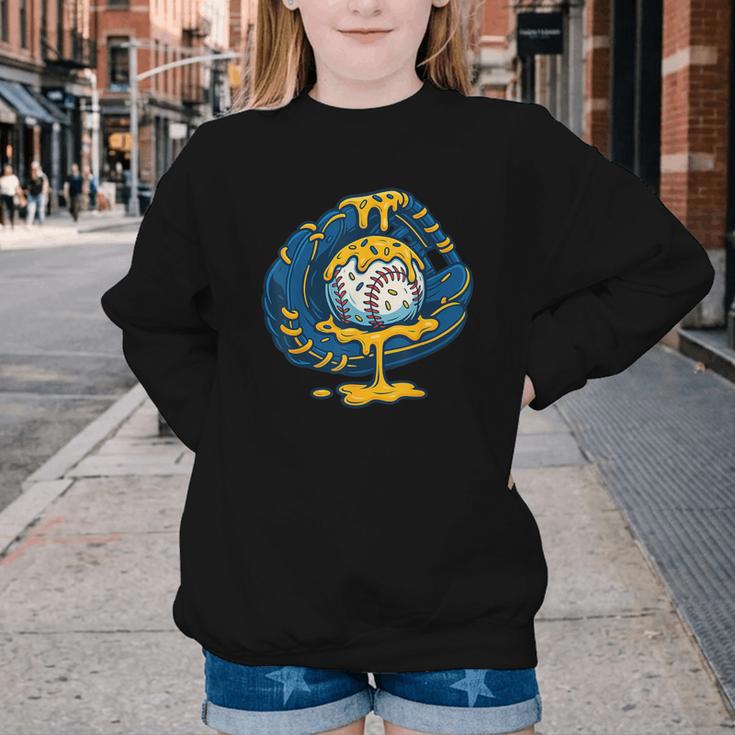Baseball Drip Team For Boys Ice Cream Cool Youth Crewneck Sweatshirt