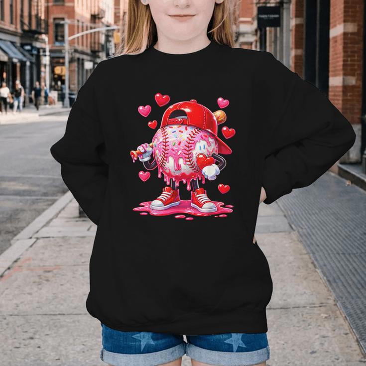 Baseball Drip Valentine Sports Vday Ice Cream Drip Heart Youth Crewneck Sweatshirt Baseball Drip Valentine Sports Vday Ice Cream Drip Heart Youth Crewneck Sweatshirt