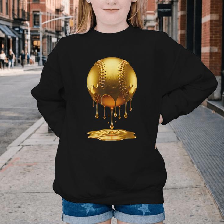 Baseball Dripping Drip Gold Sport Player Coach Baller Youth Crewneck Sweatshirt Baseball Dripping Drip Gold Sport Player Coach Baller Youth Crewneck Sweatshirt