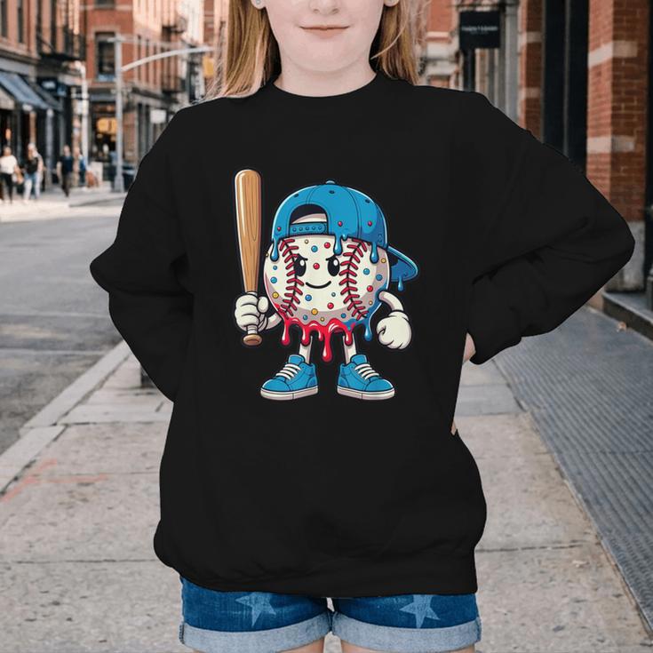 Baseball Drippy Style Apparel For Boys Youth Cool Baseball Youth Crewneck Sweatshirt