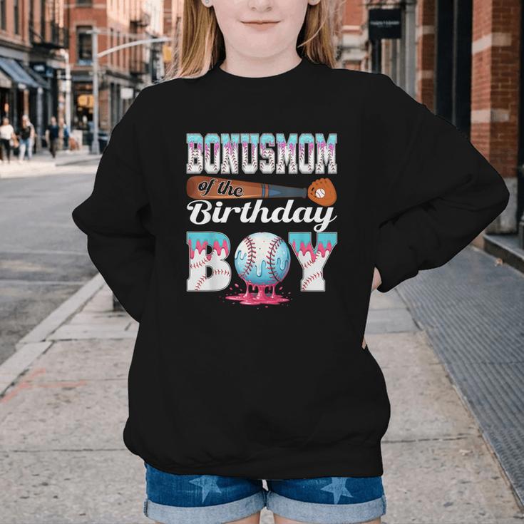 Baseball Ice Cream Drip Bonus Mom Of The Birthday Boy Youth Crewneck Sweatshirt Baseball Ice Cream Drip Bonus Mom Of The Birthday Boy Youth Crewneck Sweatshirt