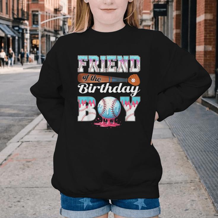 Baseball Ice Cream Drip Friend Of The Birthday Boy Youth Crewneck Sweatshirt