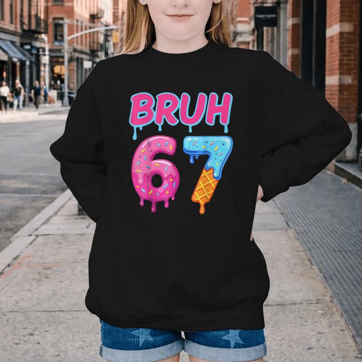 Baseball Ice Cream Drip Number 67 Player Or 67th Birthday Youth Crewneck Sweatshirt Baseball Ice Cream Drip Number 67 Player Or 67th Birthday Youth Crewneck Sweatshirt