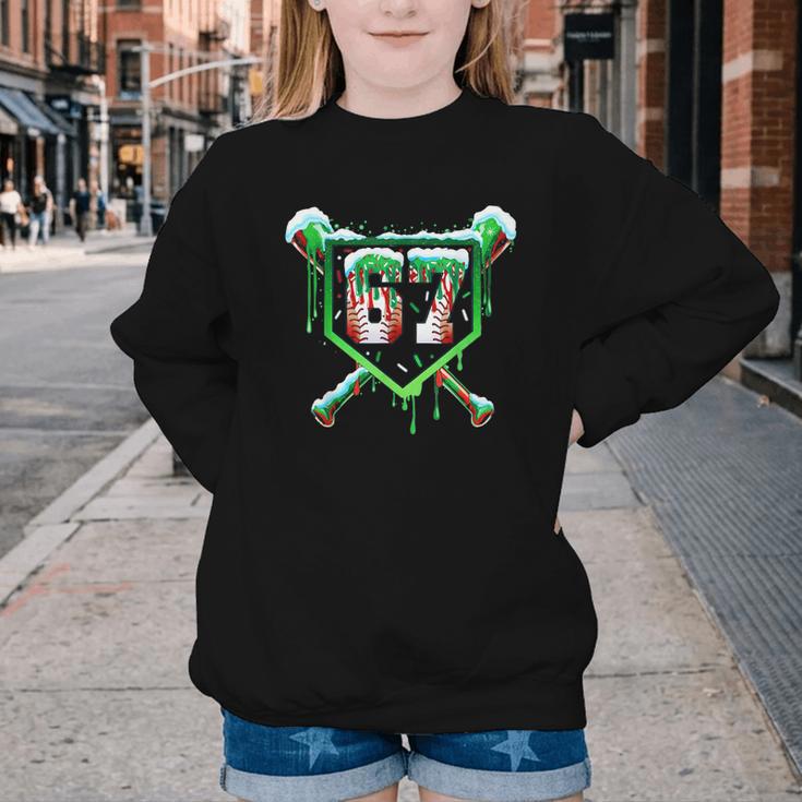 Baseball Ice Cream Drip Number 67 Six Seven Meme Christmas Youth Crewneck Sweatshirt Baseball Ice Cream Drip Number 67 Six Seven Meme Christmas Youth Crewneck Sweatshirt