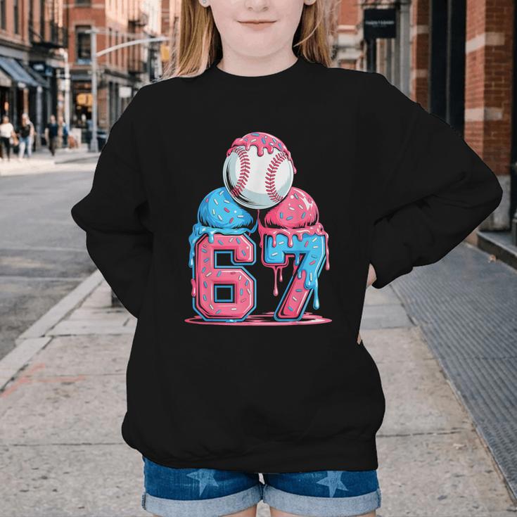 Baseball Ice Cream Drip Six Seven Gen Alpha Meme 67 Youth Crewneck Sweatshirt Baseball Ice Cream Drip Six Seven Gen Alpha Meme 67 Youth Crewneck Sweatshirt