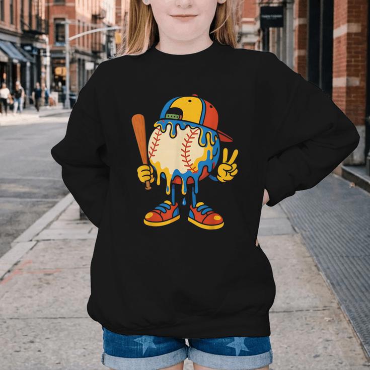 Baseball Ice Cream Drip Youth Back To School Baseball Stuff Youth Crewneck Sweatshirt Baseball Ice Cream Drip Youth Back To School Baseball Stuff Youth Crewneck Sweatshirt