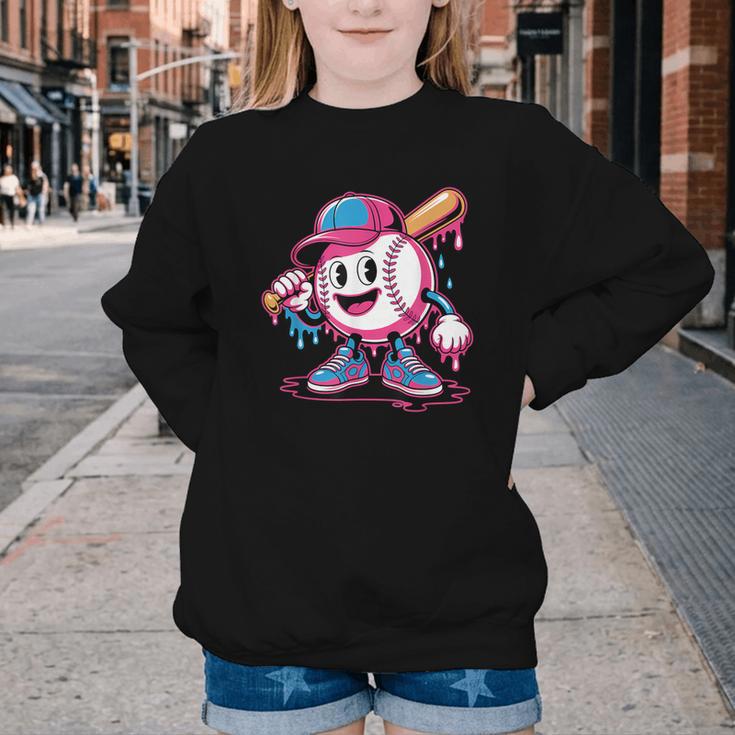 Baseball Ice Cream Shirt Cool Baseball Drip For Boys Youth Crewneck Sweatshirt