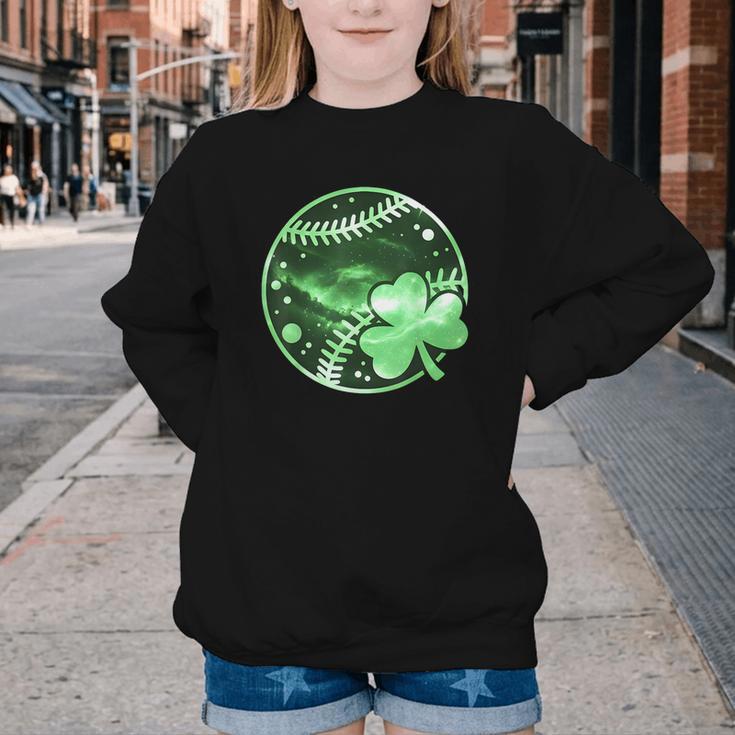 Baseball Irish Shamrock Lucky Clover St Patricks Day Boys Youth Crewneck Sweatshirt