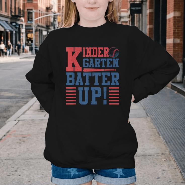Baseball Kindergarten Back To School Kindergarten Batter Up Youth Crewneck Sweatshirt