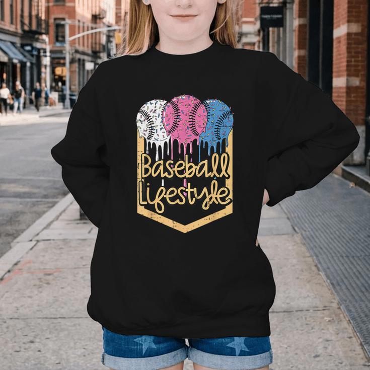 Baseball Lifestyle Ball Sprinkles Drip Boys Kids Men Teen Youth Crewneck Sweatshirt