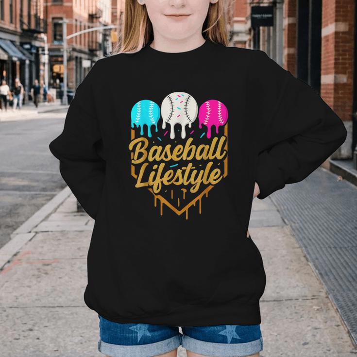 Baseball Lifestyle Baseball Drip Icecream Youth Crewneck Sweatshirt