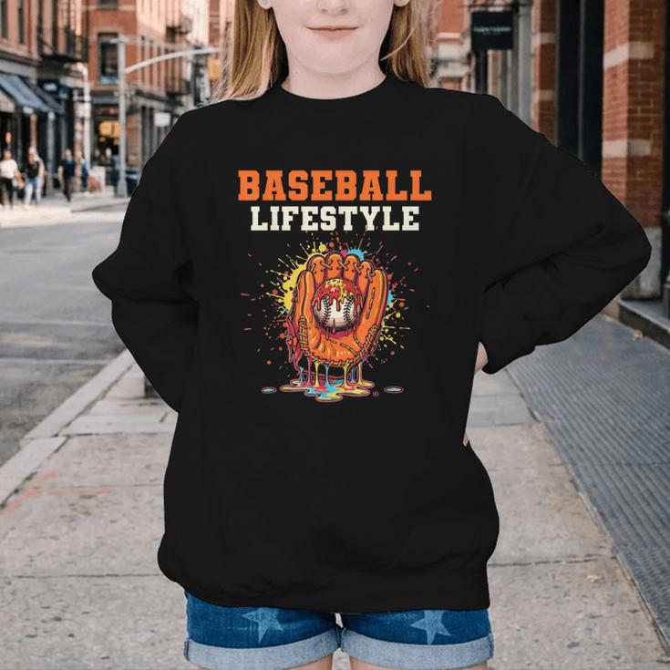 Baseball Lifestyle Ice Cream Drip Baseball Glove Crossed Bat Youth Crewneck Sweatshirt Baseball Lifestyle Ice Cream Drip Baseball Glove Crossed Bat Youth Crewneck Sweatshirt