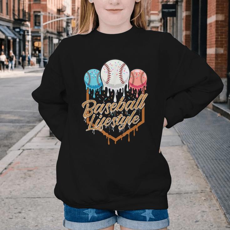 Baseball Lifestyle Baseball Lover Player Baseballer Youth Crewneck Sweatshirt
