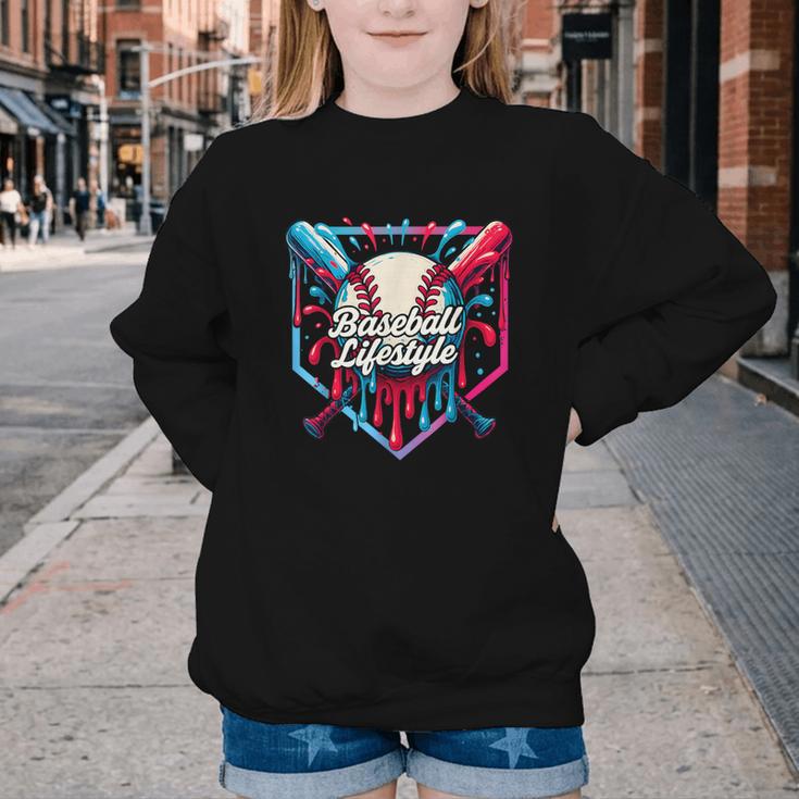 Baseball Lifestyle Shirt Youth Baseball Drip Icecream Boys Youth Crewneck Sweatshirt