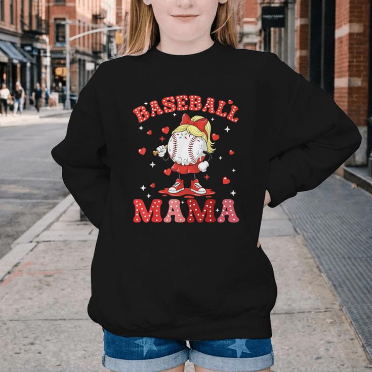 Baseball Mama Sports Mom Baseball Valentine Drip Girls Women Youth Crewneck Sweatshirt