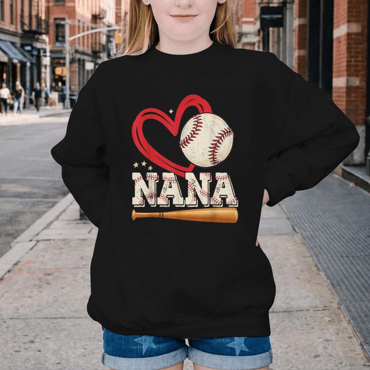 Baseball Nana Baseball Heart Family Matching Youth Crewneck Sweatshirt Baseball Nana Baseball Heart Family Matching Youth Crewneck Sweatshirt