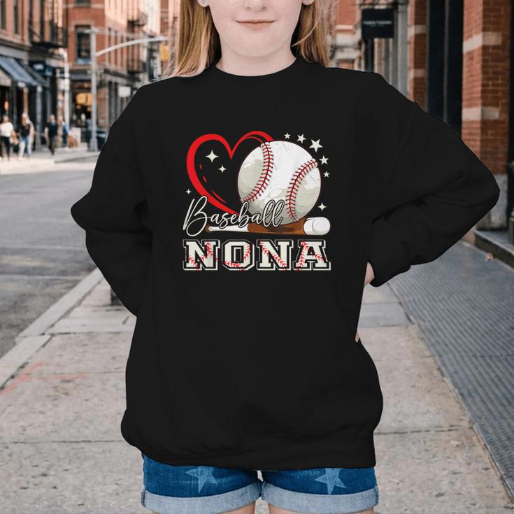 Baseball Nona Family Matching Cute Baseball Lover Youth Crewneck Sweatshirt