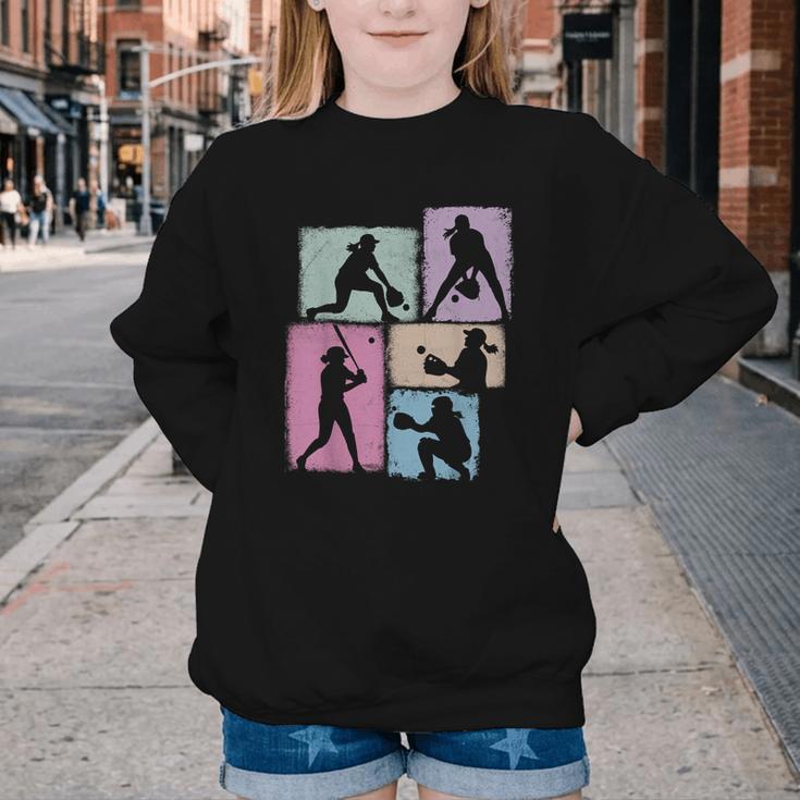 Baseball Player Collage Women Kids Coach Youth Girl Youth Crewneck Sweatshirt