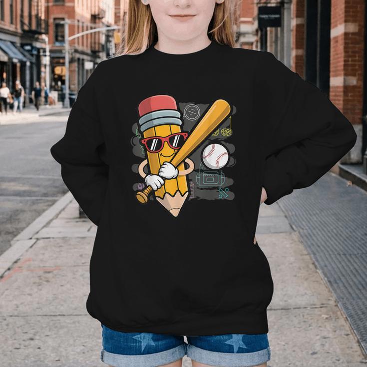 Baseball Player Pencil Back To School Cute Sport Students Youth Crewneck Sweatshirt Baseball Player Pencil Back To School Cute Sport Students Youth Crewneck Sweatshirt