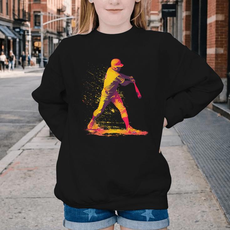 Baseball Player Youth Crewneck Sweatshirt