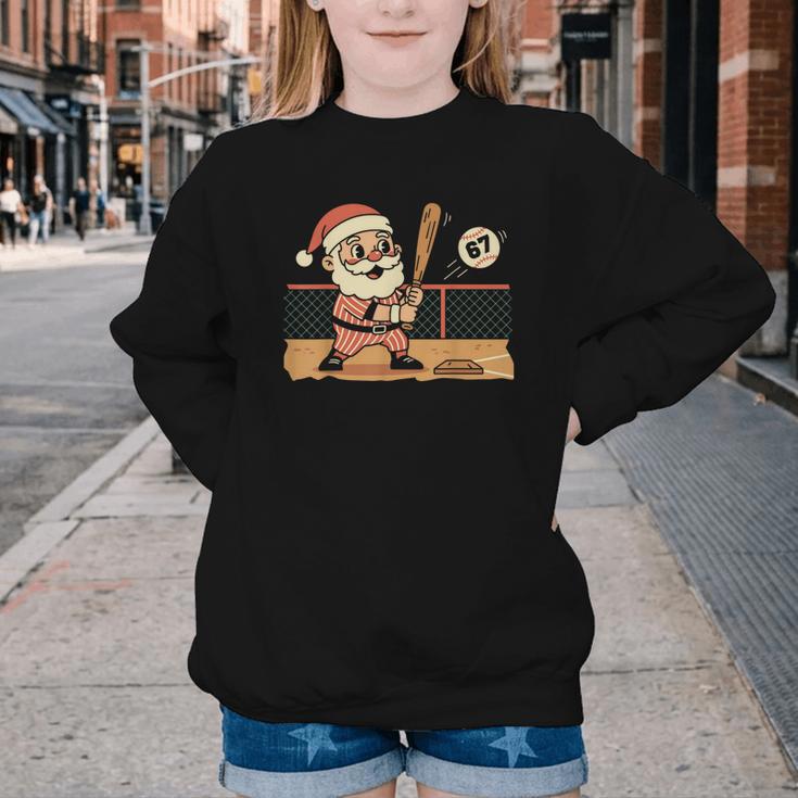 Baseball Santa 67 Christmas Xmas Boys Retro Youth Crewneck Sweatshirt Baseball Santa 67 Christmas Xmas Boys Retro Youth Crewneck Sweatshirt
