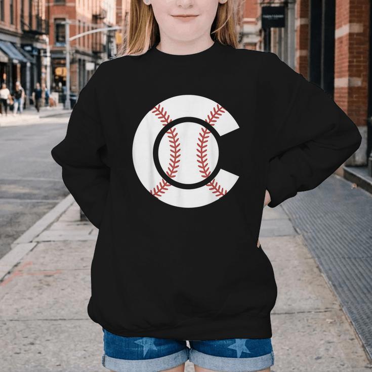 Baseball Sport Player Graphic Monogram Initial Letter C Youth Crewneck Sweatshirt Baseball Sport Player Graphic Monogram Initial Letter C Youth Crewneck Sweatshirt