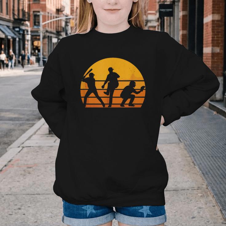 Baseball Tee Sunset Silhouette Players Men Women Kids Youth Crewneck Sweatshirt