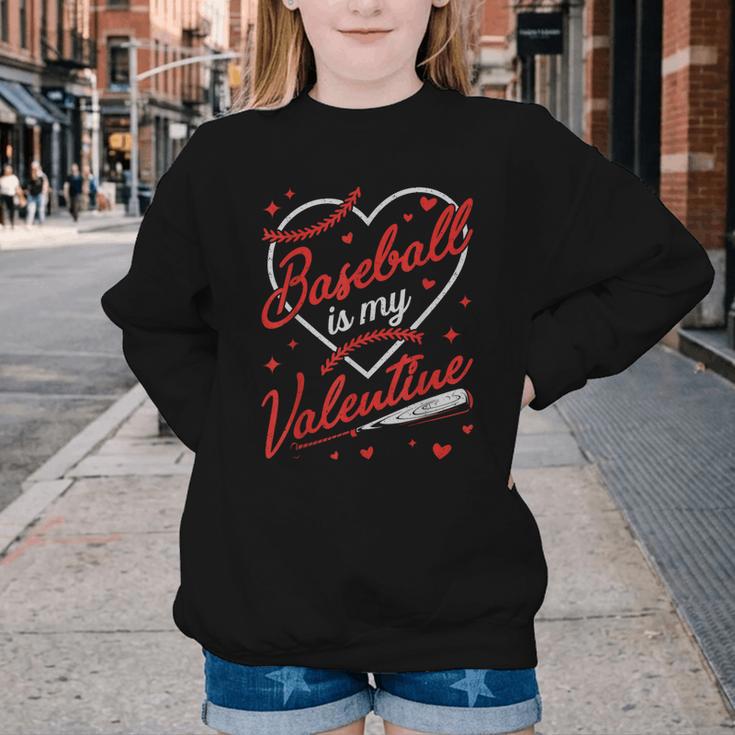 Baseball Is My Valentine Coach Player Lovers Cool Sport Love Youth Crewneck Sweatshirt