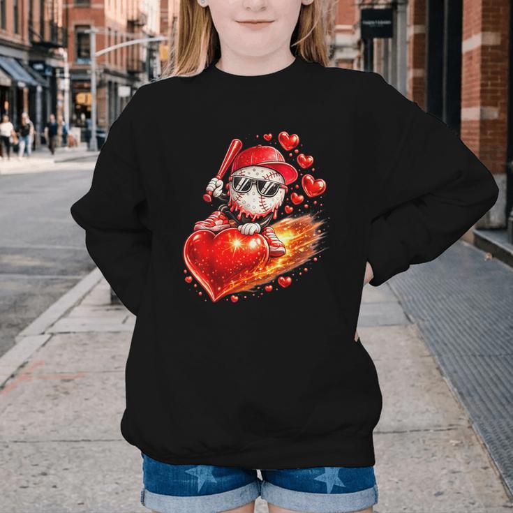 Baseball Valentine's Day Drip Ice Cream Team Youth Crewneck Sweatshirt Baseball Valentine's Day Drip Ice Cream Team Youth Crewneck Sweatshirt