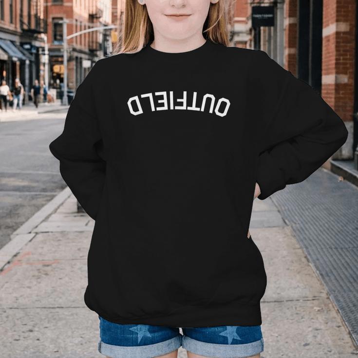 BaseballSoftball Upside Down Outfield Youth Crewneck Sweatshirt BaseballSoftball Upside Down Outfield Youth Crewneck Sweatshirt