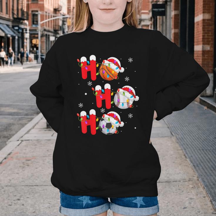 Basketball Baseball Soccer Christmas Ho Ho Ho Santa Xmas Youth Crewneck Sweatshirt Basketball Baseball Soccer Christmas Ho Ho Ho Santa Xmas Youth Crewneck Sweatshirt