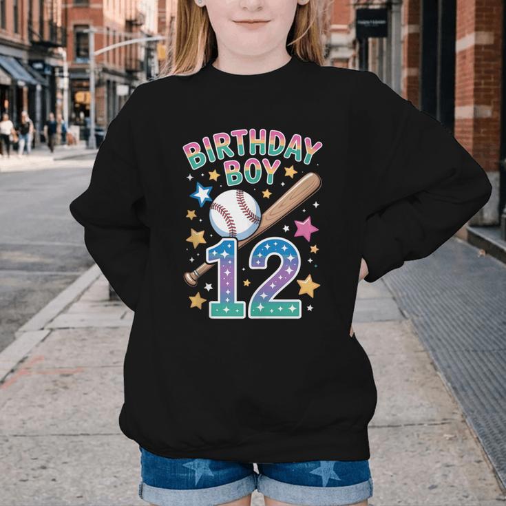 Birthday Boy 12th Birthday Baseball Youth Crewneck Sweatshirt