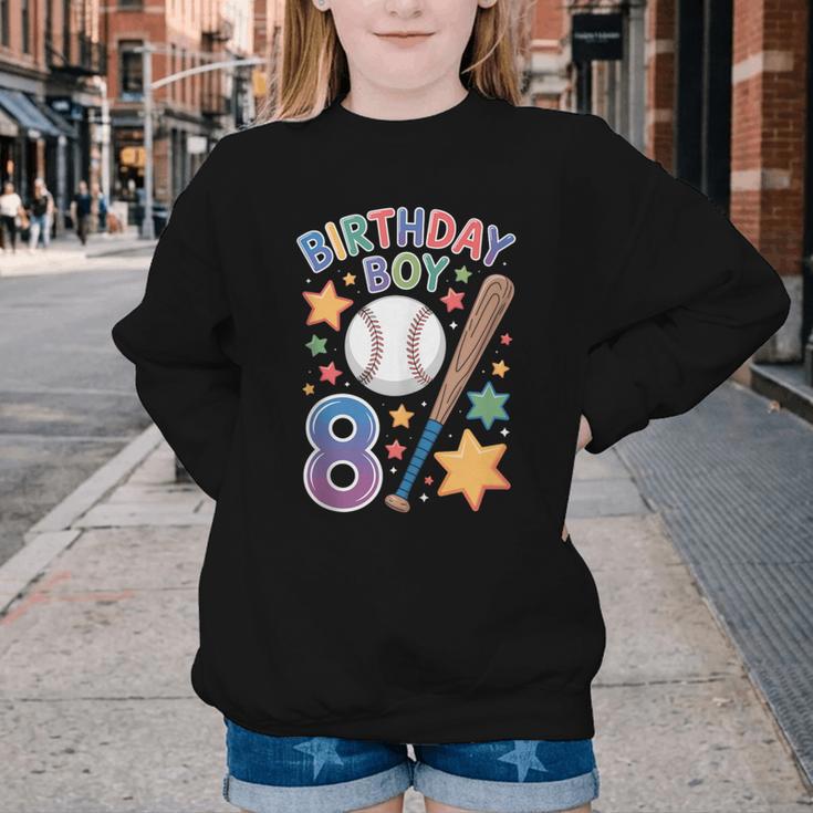 Birthday Boy 8th Birthday Baseball Youth Crewneck Sweatshirt Birthday Boy 8th Birthday Baseball Youth Crewneck Sweatshirt