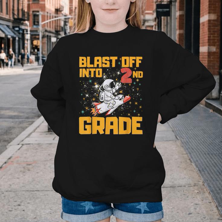 Blast Off Into Second Grade Back To School 2nd Graders Youth Crewneck Sweatshirt Blast Off Into Second Grade Back To School 2nd Graders Youth Crewneck Sweatshirt