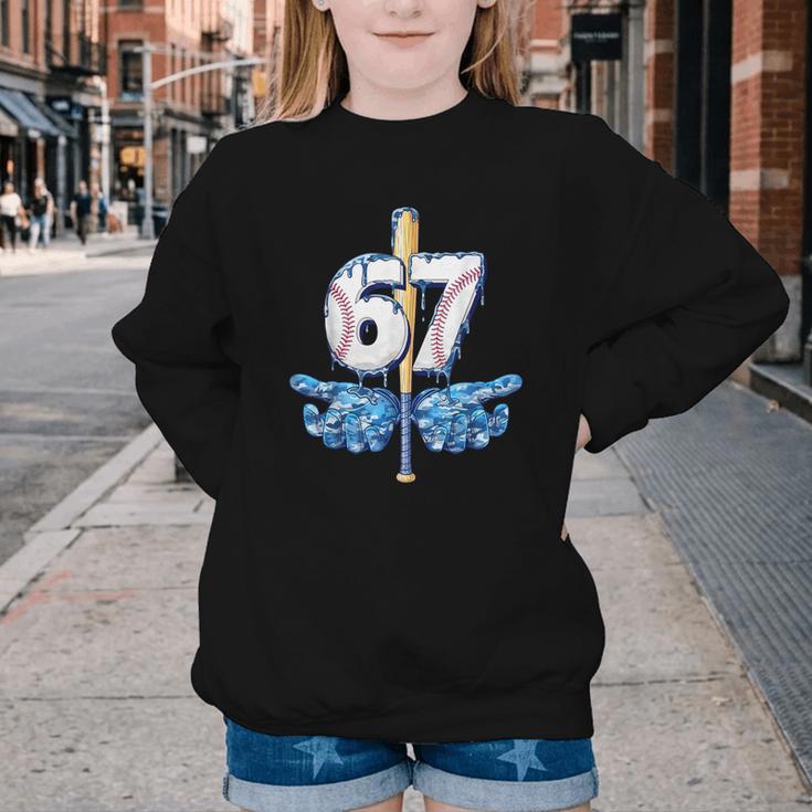 Blue Camo Baseball 67 Six Seven Camo Ice Cream Drip Boy Teen Youth Crewneck Sweatshirt Blue Camo Baseball 67 Six Seven Camo Ice Cream Drip Boy Teen Youth Crewneck Sweatshirt