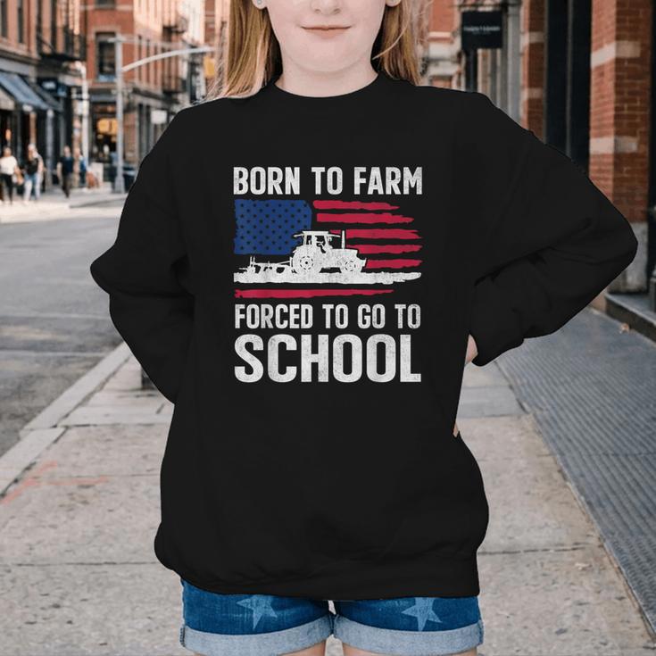 Born To Farm Forced To Go To School Farmer Back To School Youth Crewneck Sweatshirt