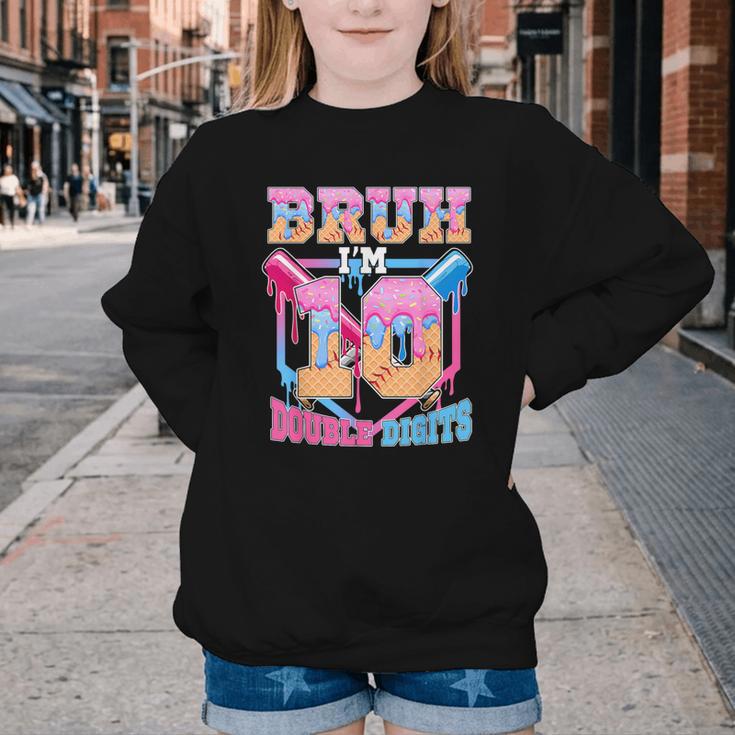 Boys 10 Double Digits 10th Birthday Ice Cream Baseball Drip Youth Crewneck Sweatshirt Boys 10 Double Digits 10th Birthday Ice Cream Baseball Drip Youth Crewneck Sweatshirt