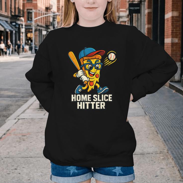 Boys Pizza Theme Baseball Home Hitter Youth Crewneck Sweatshirt Boys Pizza Theme Baseball Home Hitter Youth Crewneck Sweatshirt