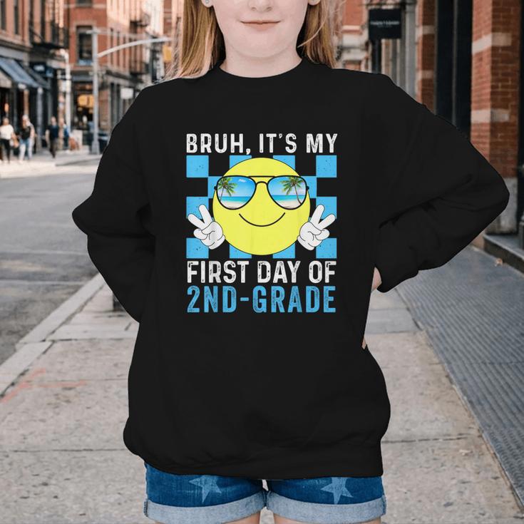 Bruh It's My First Day Of 2nd-Grade Back To School Kids Boys Youth Crewneck Sweatshirt Bruh It's My First Day Of 2nd-Grade Back To School Kids Boys Youth Crewneck Sweatshirt
