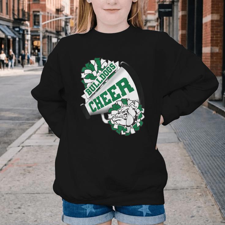 Bulldogs Cheerleading Back To School Cheer Team Spirit Green Youth Crewneck Sweatshirt