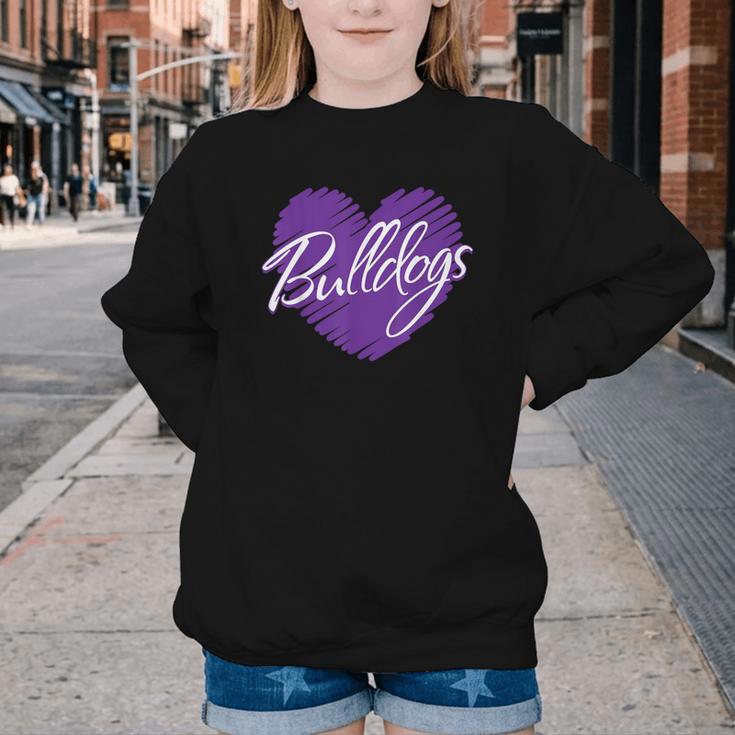 Bulldogs Heart Back To School Spirit P Youth Crewneck Sweatshirt