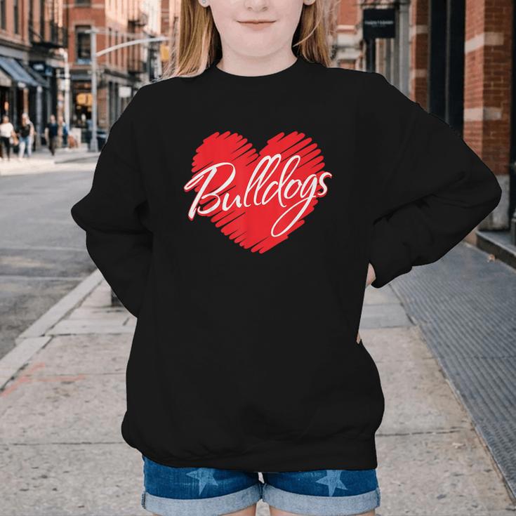Bulldogs Heart Back To School Spirit R Youth Crewneck Sweatshirt Bulldogs Heart Back To School Spirit R Youth Crewneck Sweatshirt