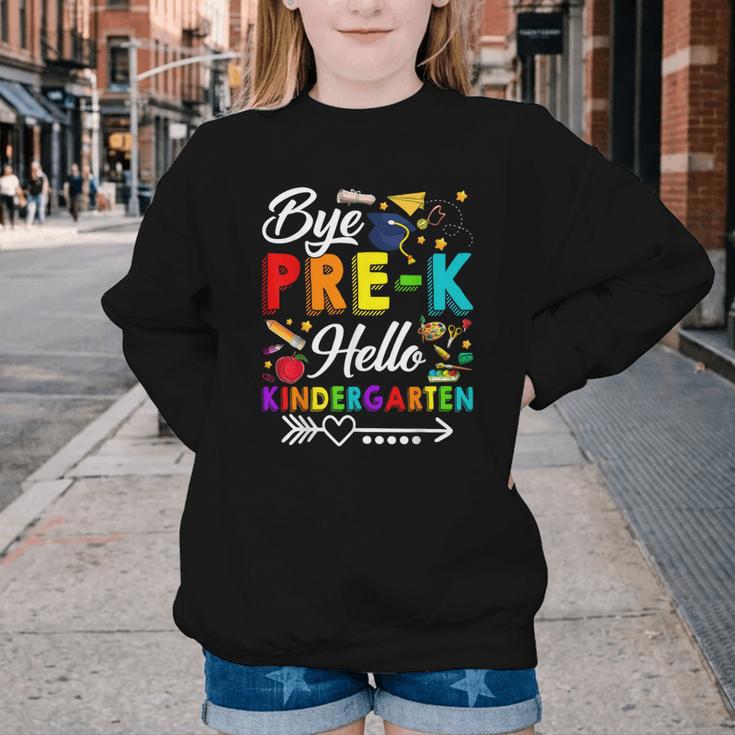 Bye Pre-K Hello Kindergarten Students Pupils Back To School Youth Crewneck Sweatshirt