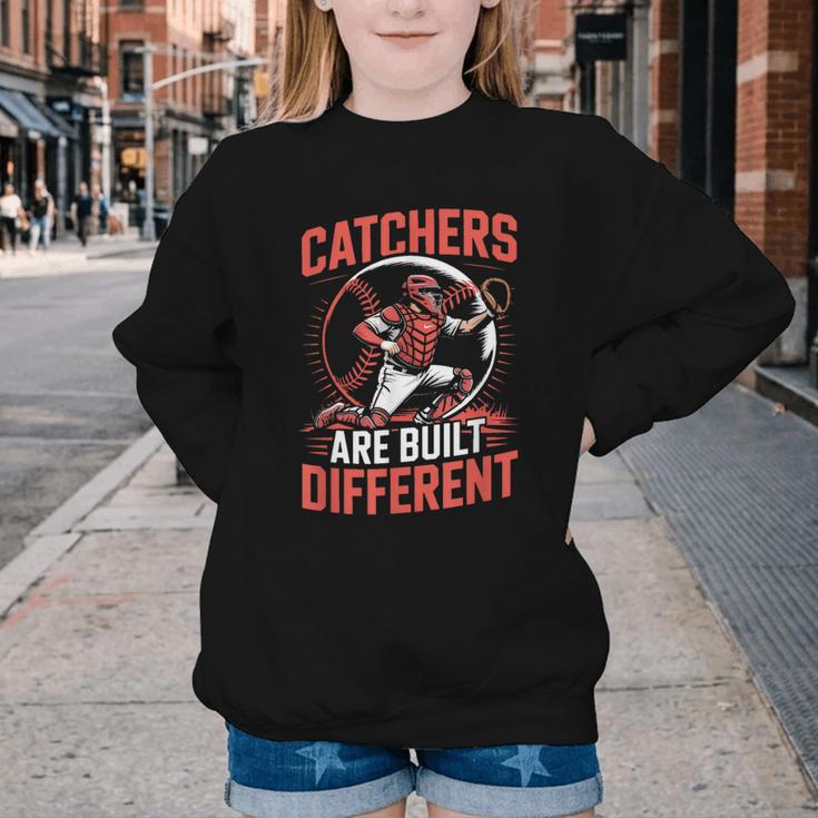 Catchers Are Built Different Baseball Catcher Youth Crewneck Sweatshirt Catchers Are Built Different Baseball Catcher Youth Crewneck Sweatshirt