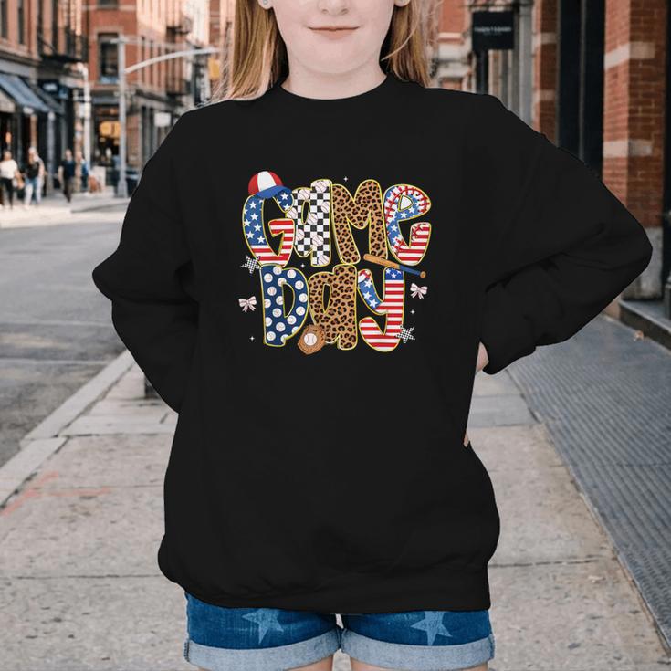 Checkered Leopard Game Day Baseball Men Women Kids Youth Crewneck Sweatshirt Checkered Leopard Game Day Baseball Men Women Kids Youth Crewneck Sweatshirt