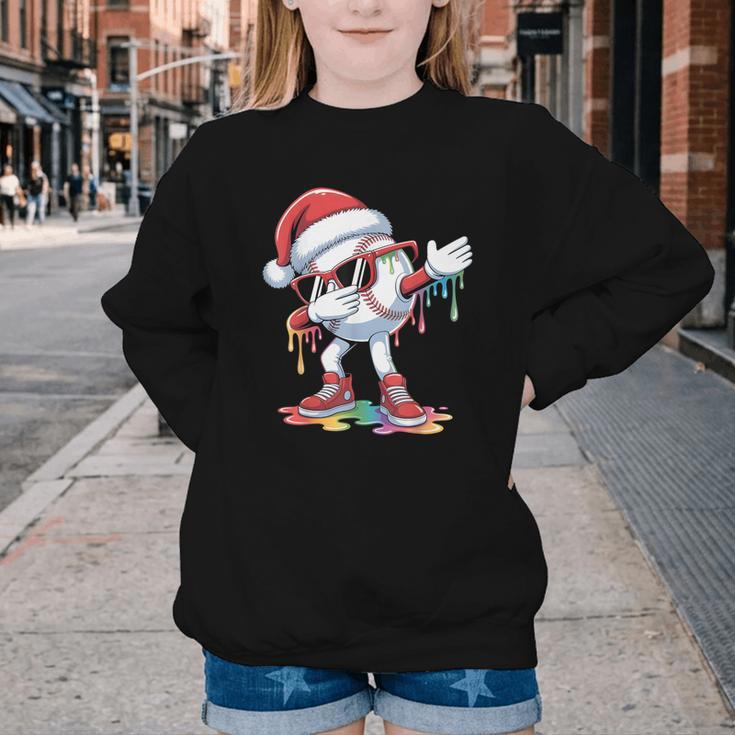 Christmas Baseball Ice Cream Dripping Santa Baseball Drip Youth Crewneck Sweatshirt Christmas Baseball Ice Cream Dripping Santa Baseball Drip Youth Crewneck Sweatshirt