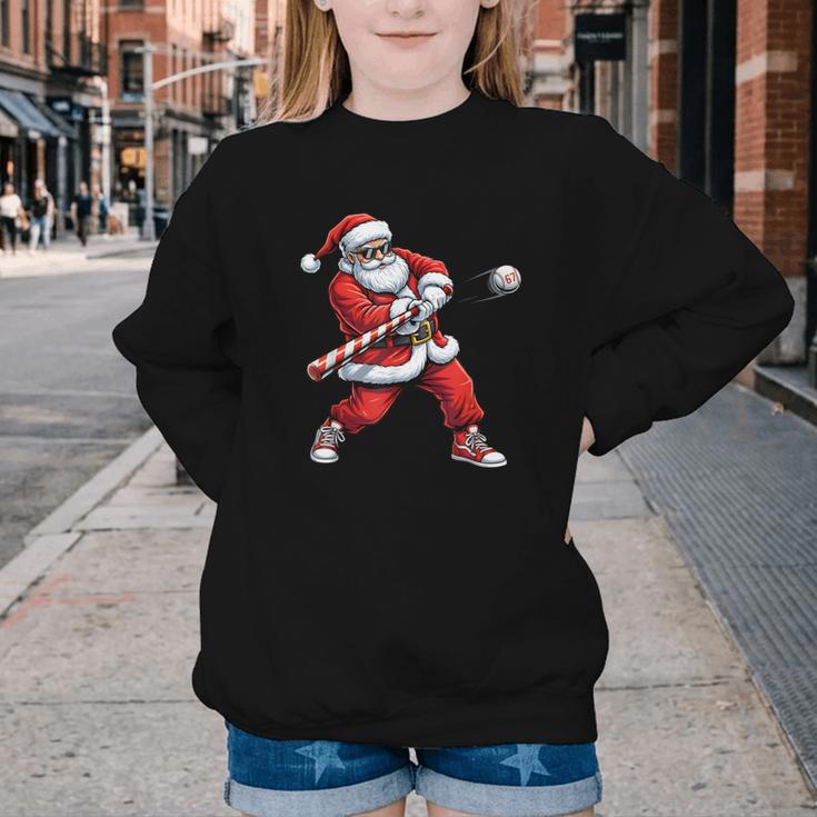Christmas Baseball Player Santa Xmas Boys Men Toddler Youth Crewneck Sweatshirt
