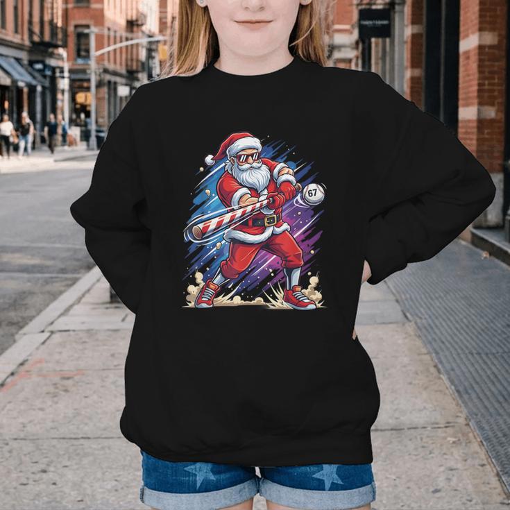Christmas Baseball Santa Game Day Xmas Boys Kids Men Youth Crewneck Sweatshirt