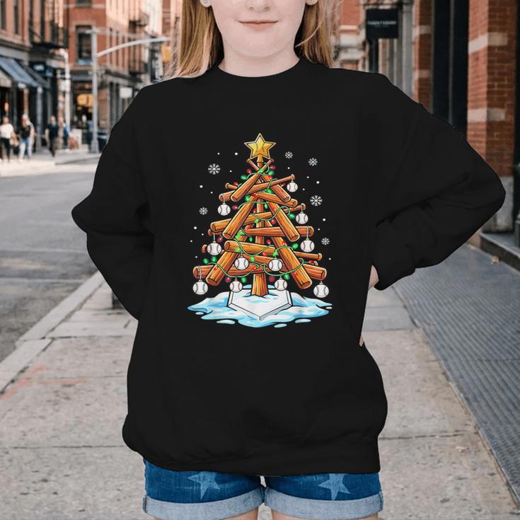 Christmas Baseball Tree Lights Xmas Youth Crewneck Sweatshirt Christmas Baseball Tree Lights Xmas Youth Crewneck Sweatshirt