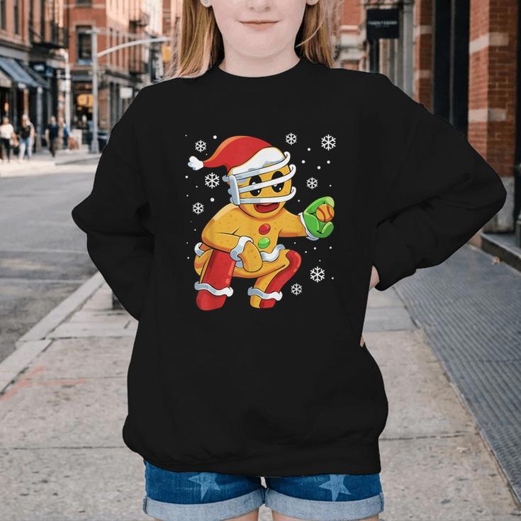 Christmas Gingerbread Man Baseball Player Catcher Youth Crewneck Sweatshirt Christmas Gingerbread Man Baseball Player Catcher Youth Crewneck Sweatshirt